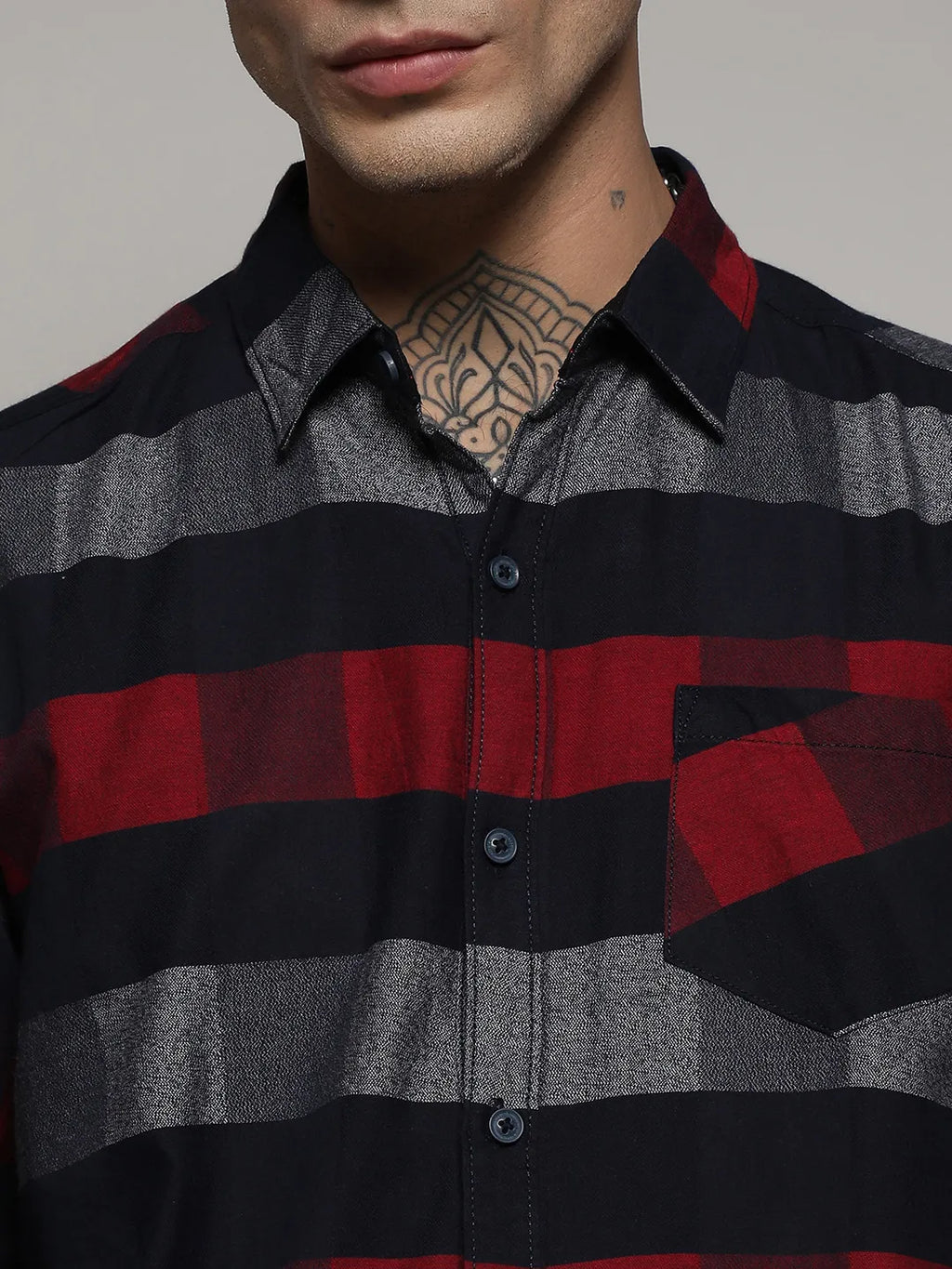 Navy Blue & Red Gun Club Check Shirt