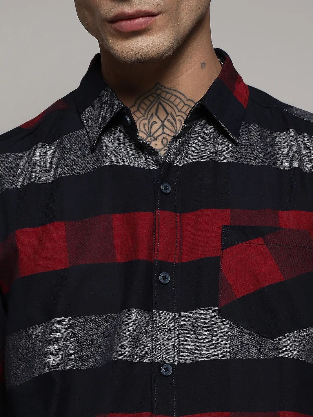 Navy Blue & Red Gun Club Check Shirt