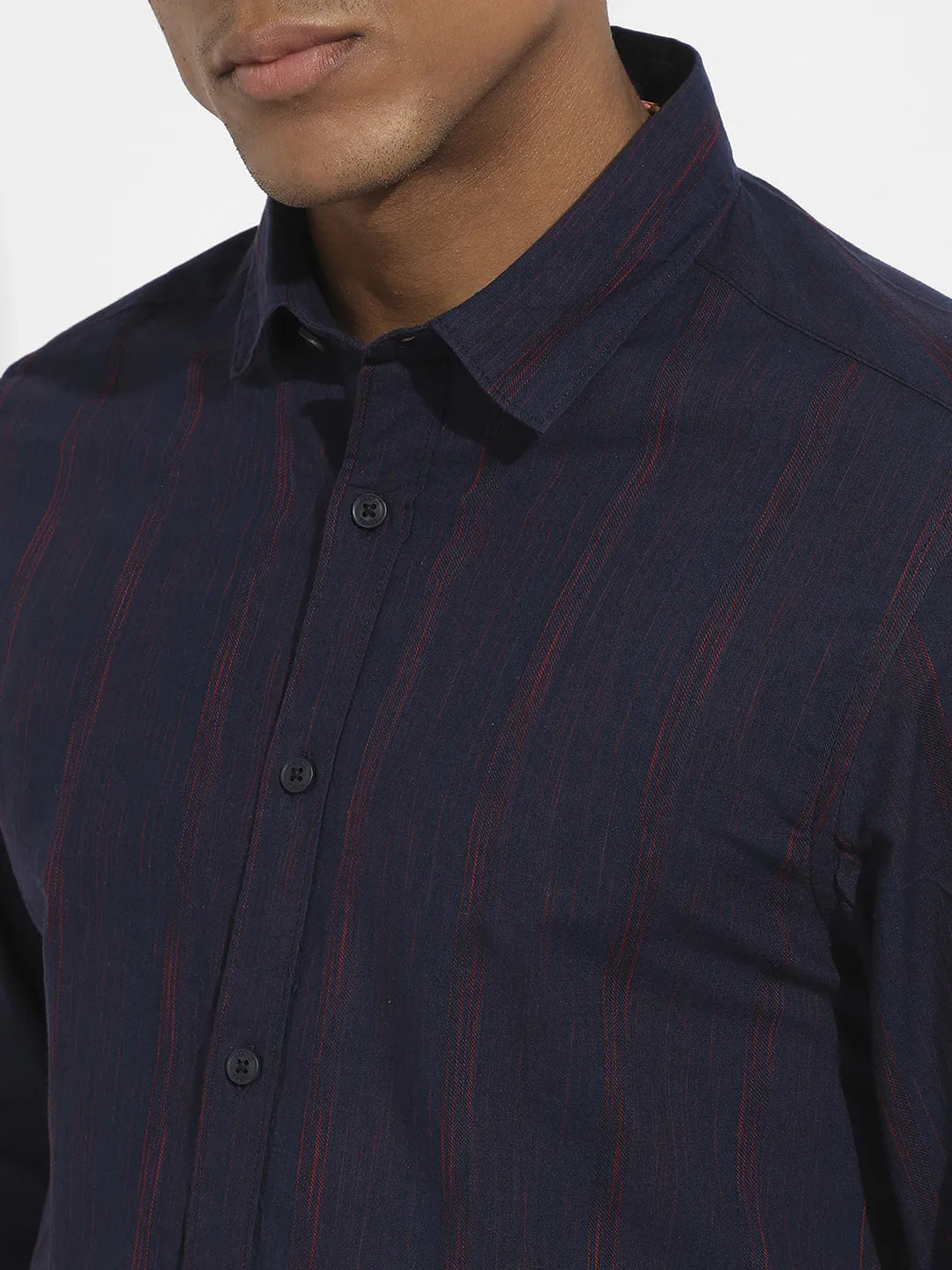 Navy Blue & Red Ombre Striped Shirt