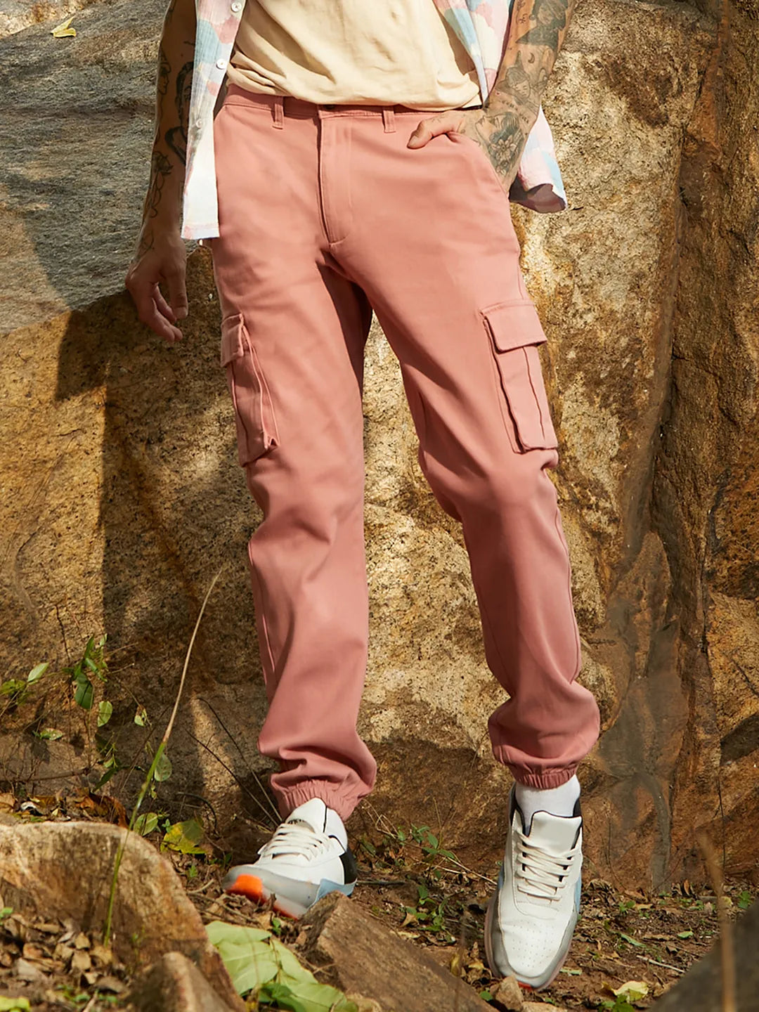 Cuffed Hem Cargo Trousers