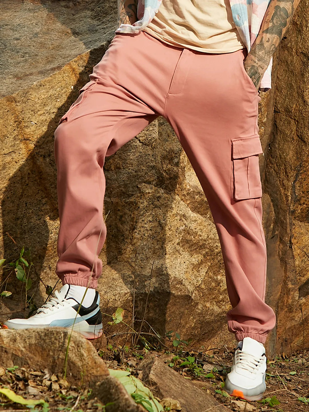 Cuffed Hem Cargo Trousers