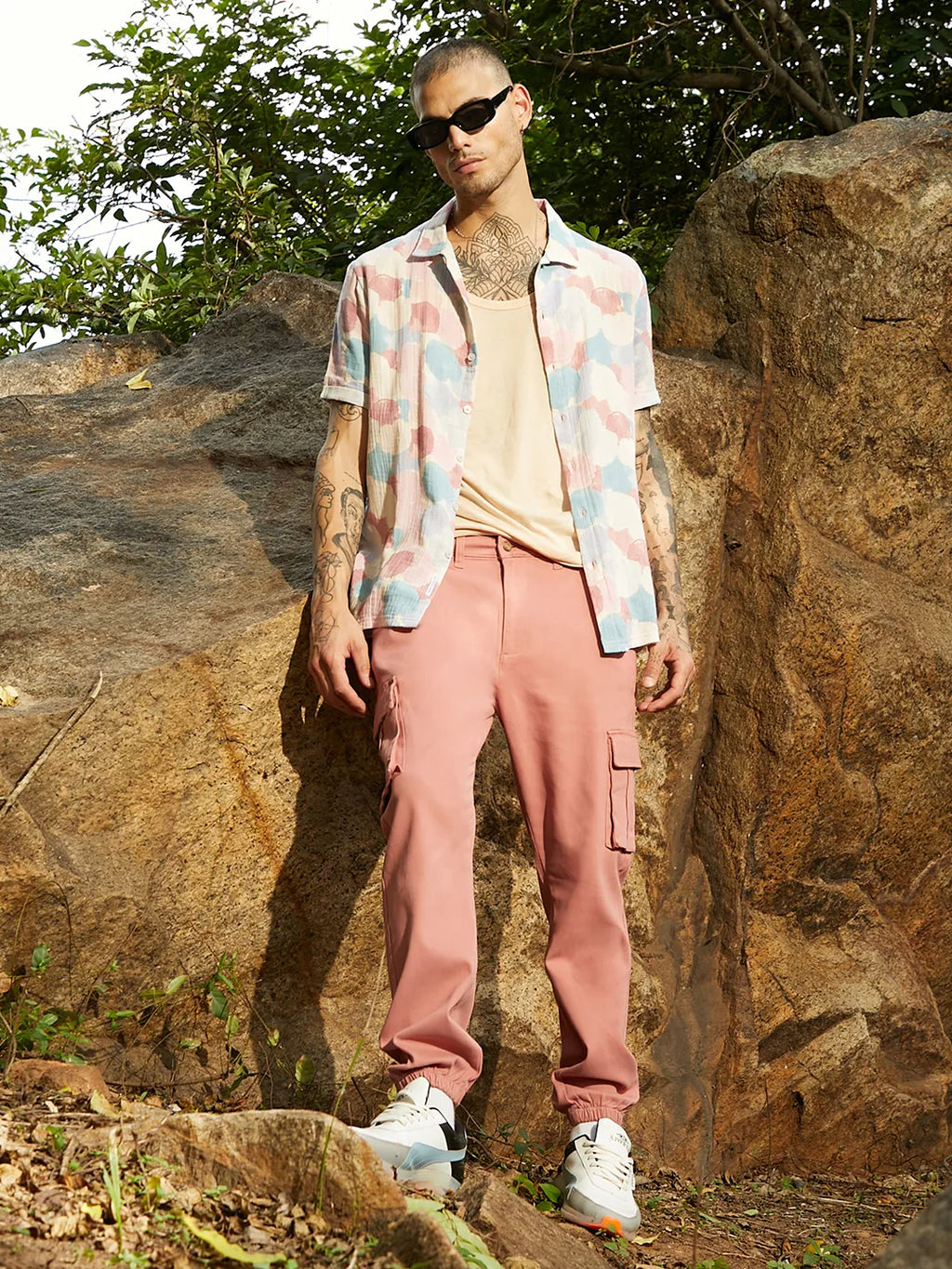 Cuffed Hem Cargo Trousers