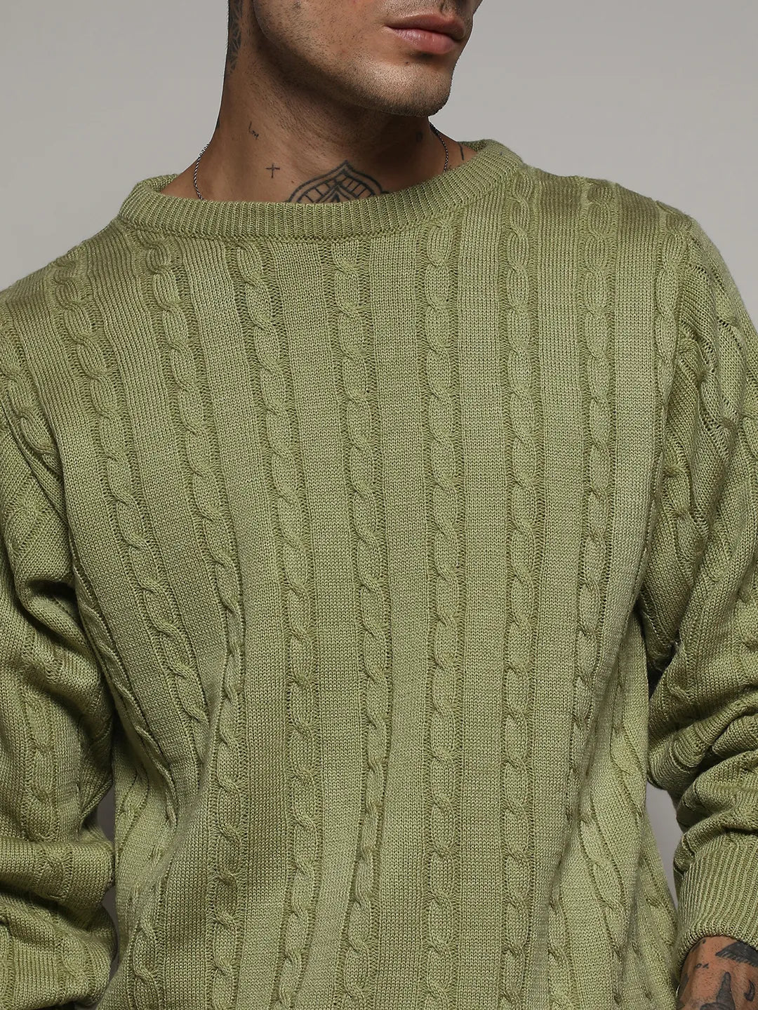 Olive Green Cable Knit Sweater