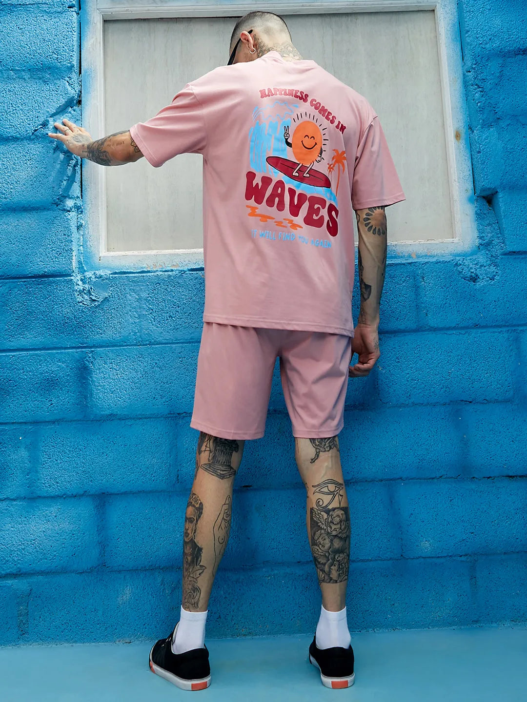 Oversized Pink Happy Waves Co-Ord Set