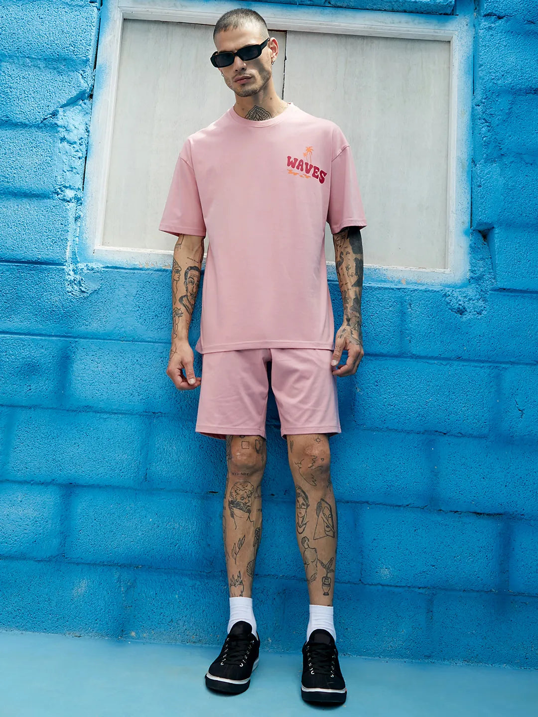 Oversized Pink Happy Waves Co-Ord Set