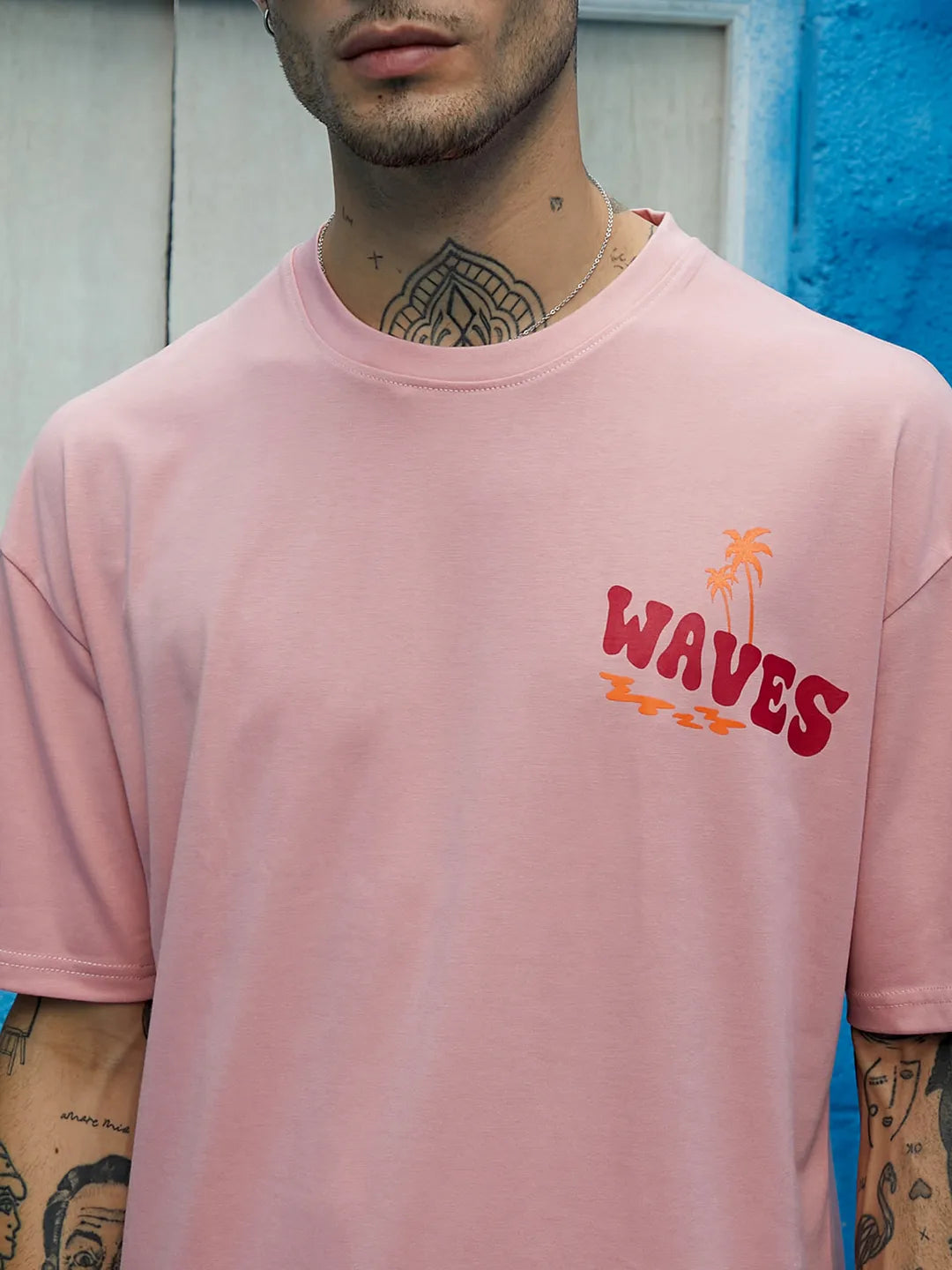 Oversized Pink Happy Waves Co-Ord Set