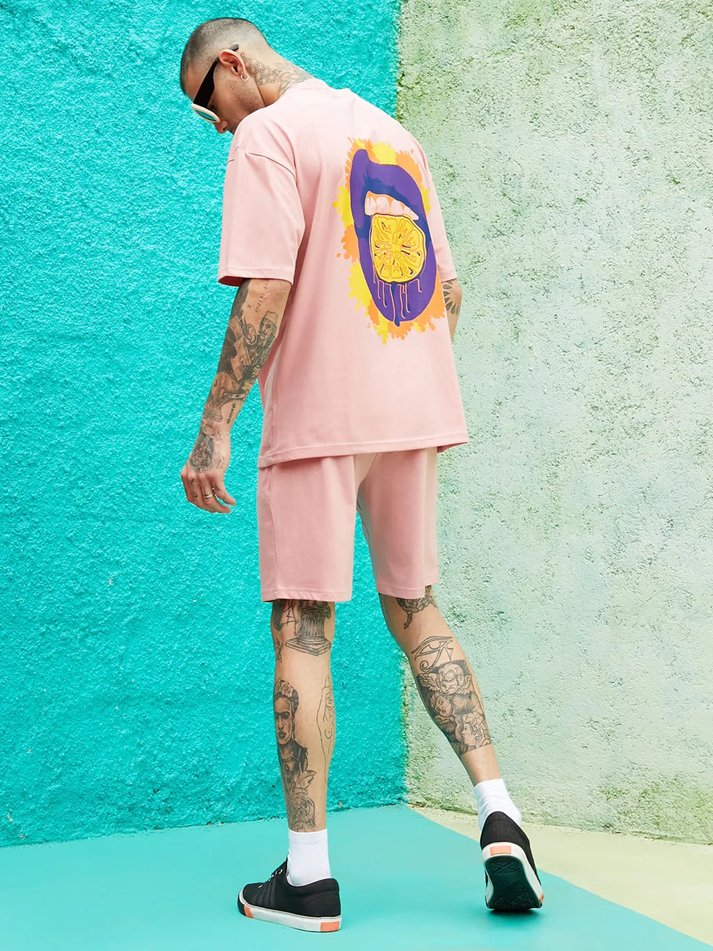 Oversized Pink Orange Mouth Co-Ord Set