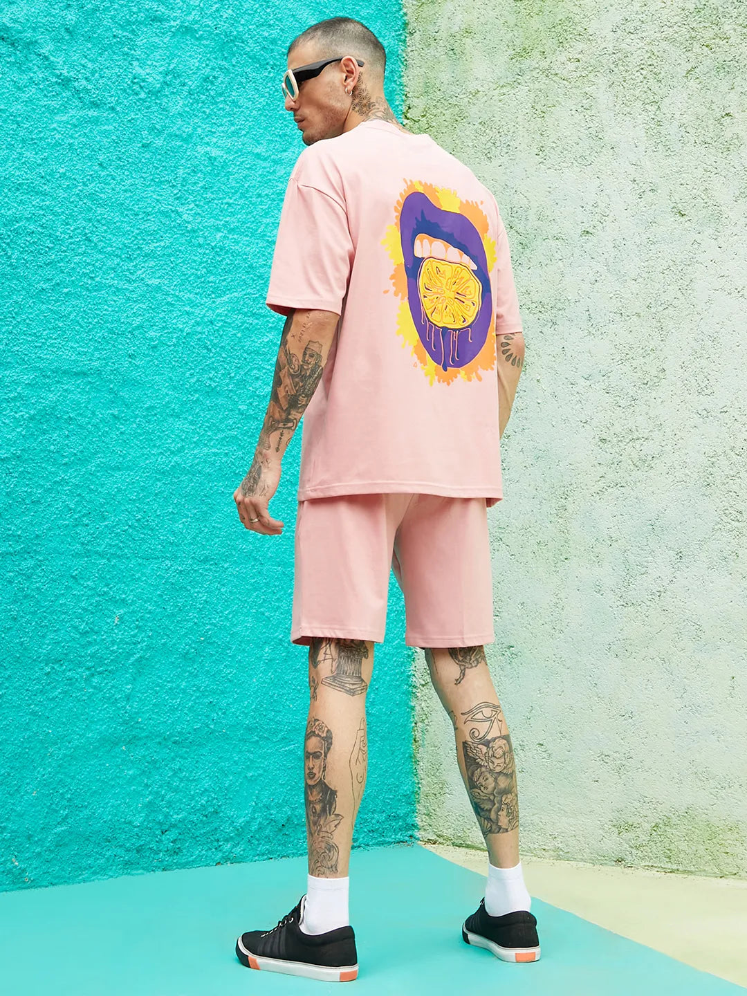 Oversized Pink Orange Mouth Co-Ord Set