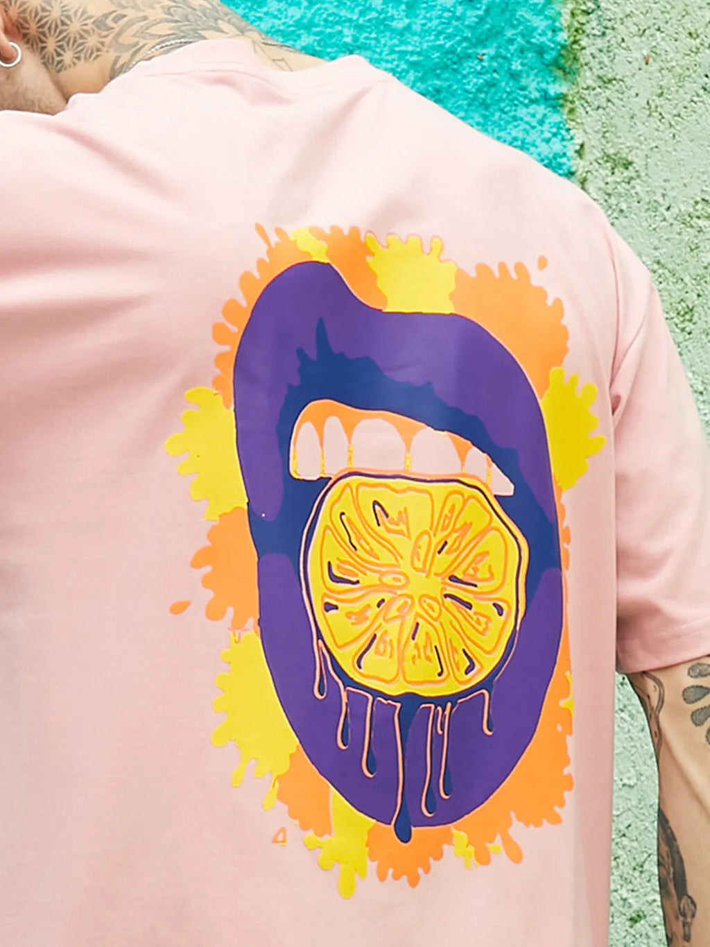 Oversized Pink Orange Mouth Co-Ord Set