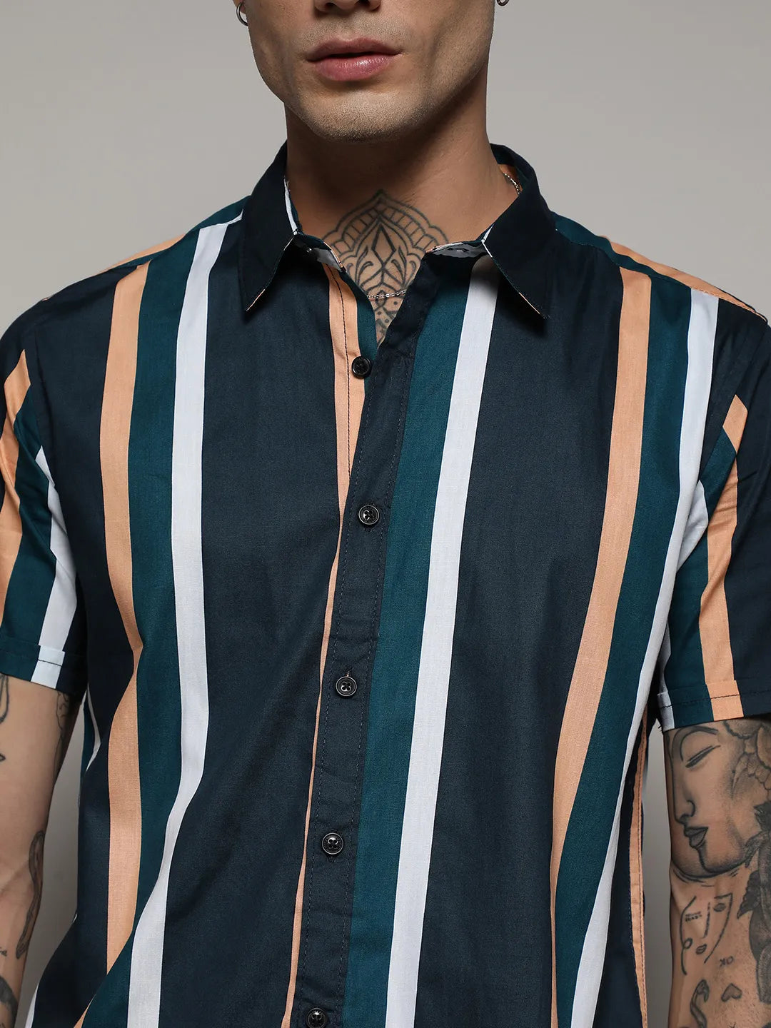 Prussian Blue Club Striped Shirt