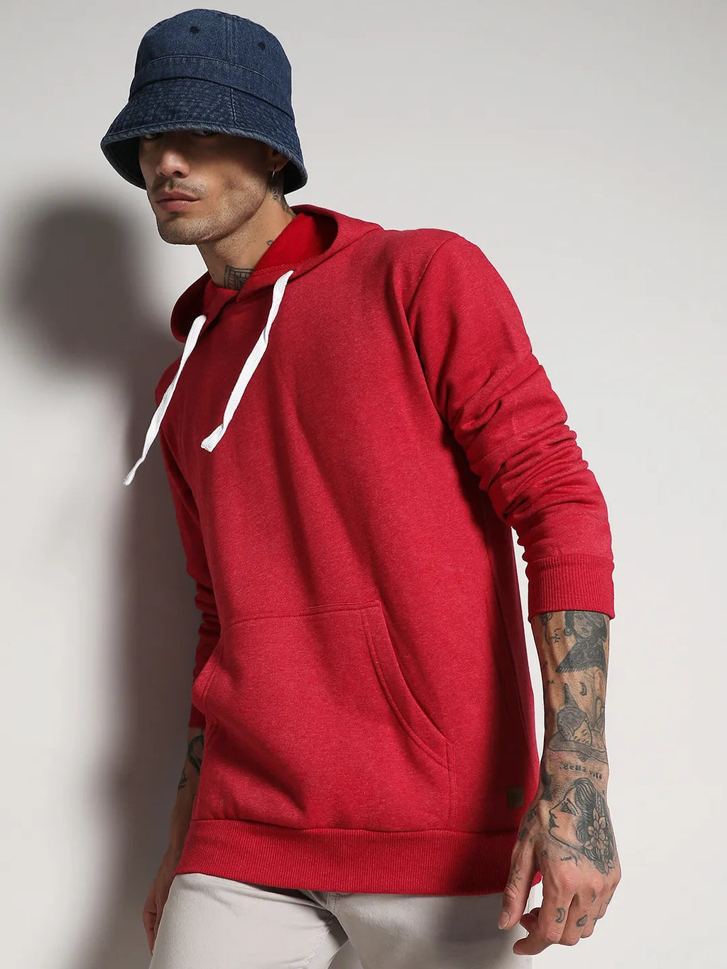 Pullover Hoodie With Contrast Drawstring