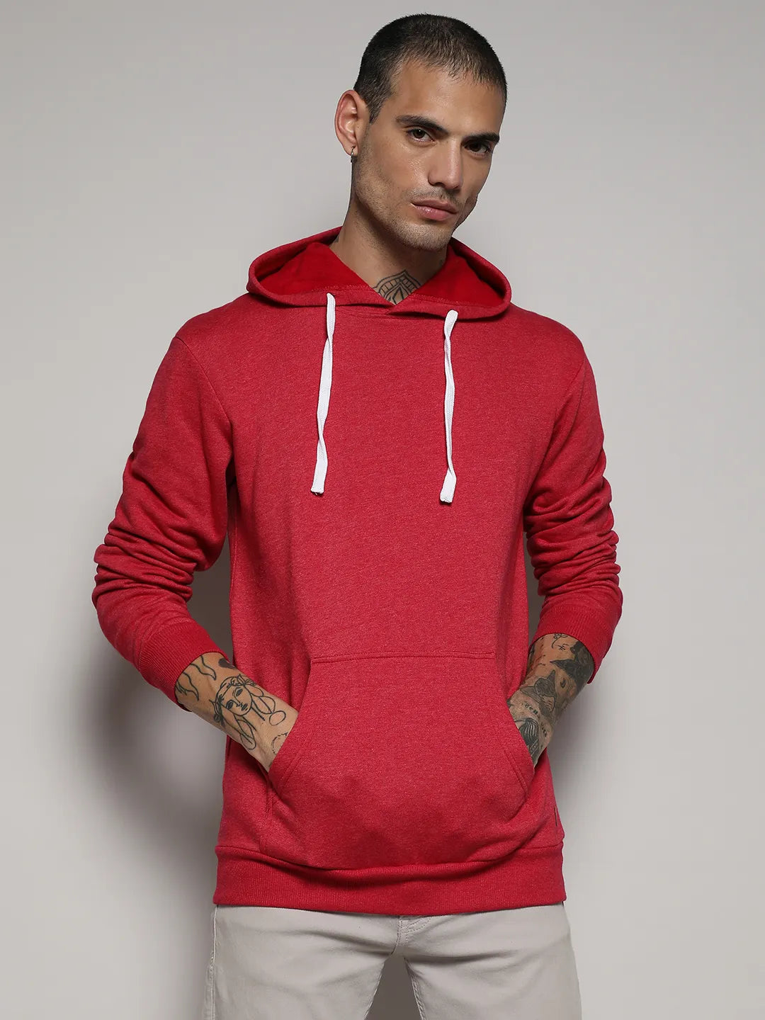Pullover Hoodie With Contrast Drawstring