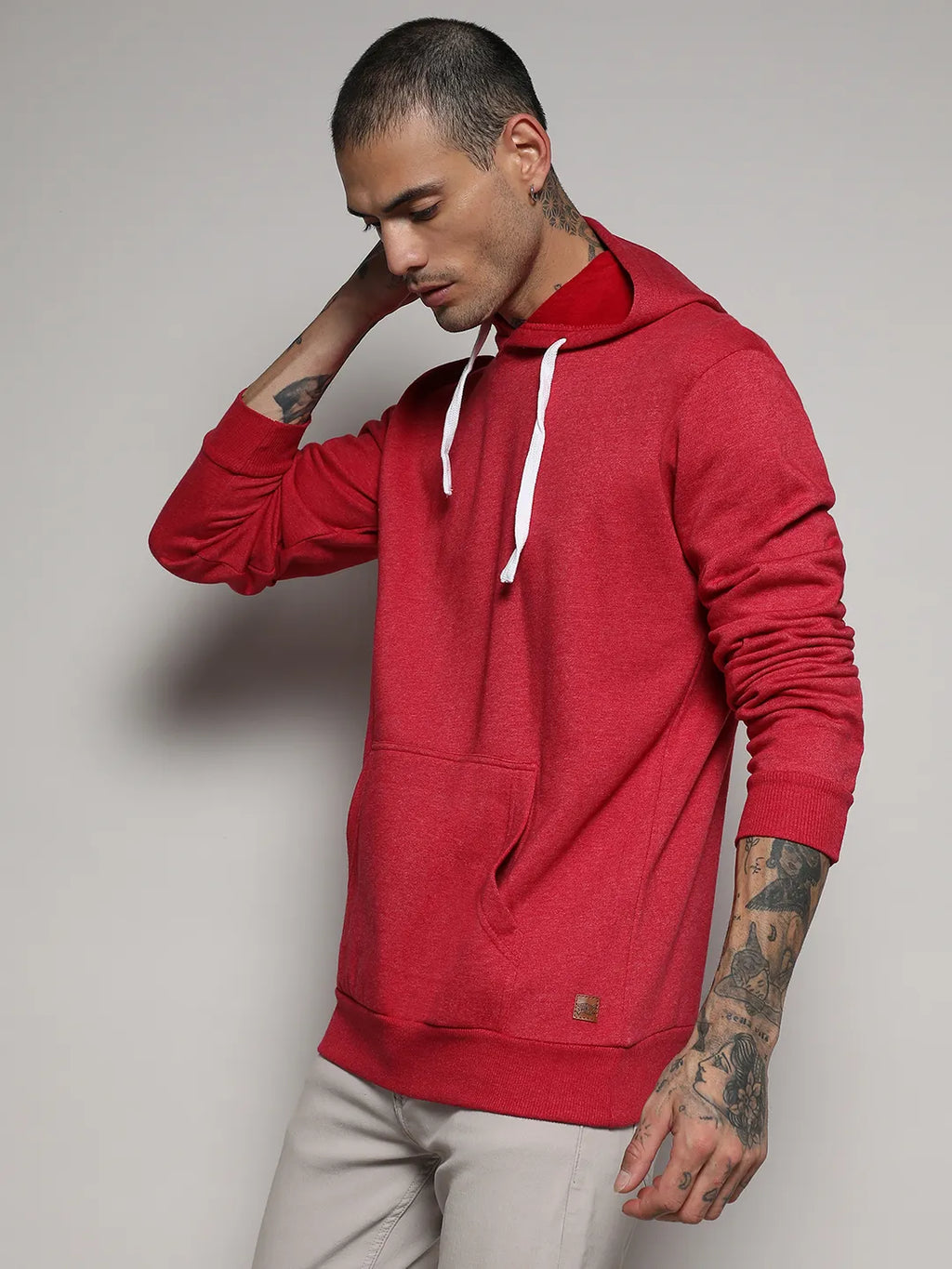 Pullover Hoodie With Contrast Drawstring