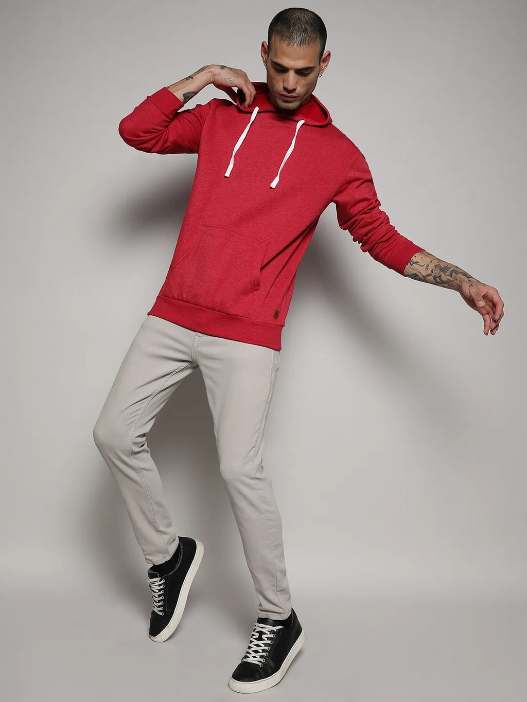Pullover Hoodie With Contrast Drawstring