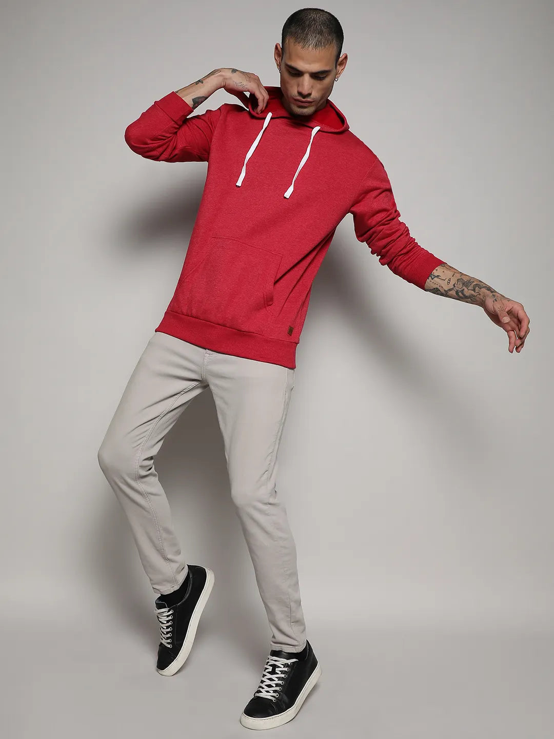 Pullover Hoodie With Contrast Drawstring