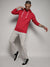 Red Pullover Hoodie With Contrast Drawstring