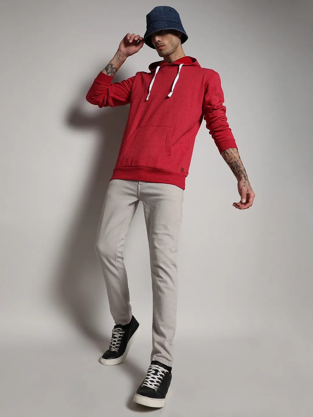 Pullover Hoodie With Contrast Drawstring