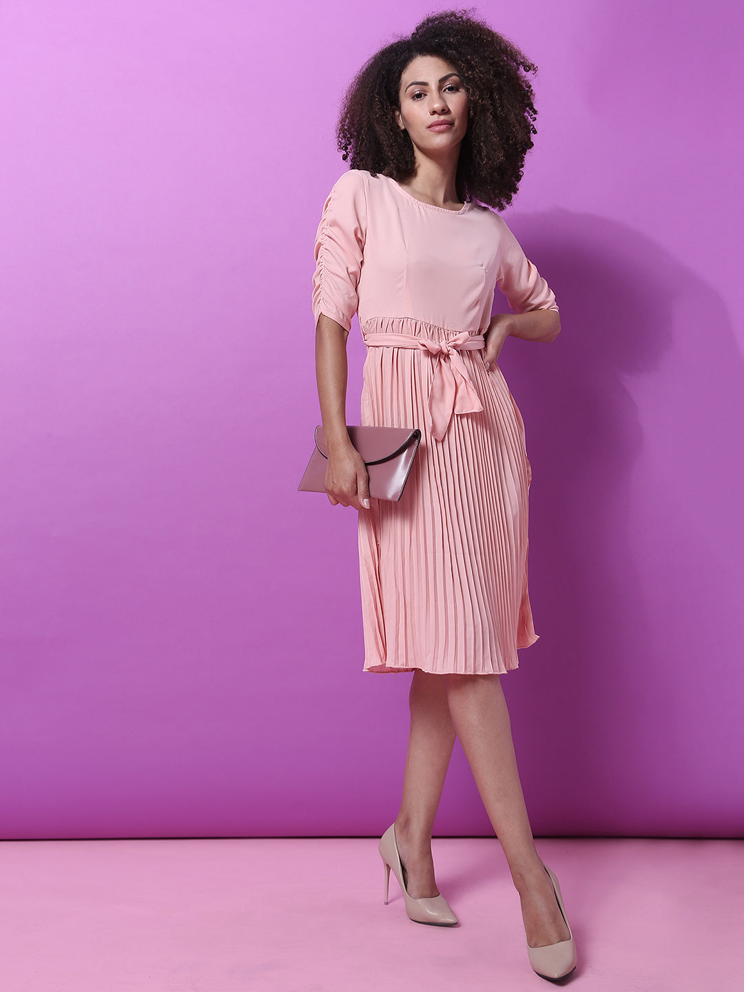 Pleated Midi Dress