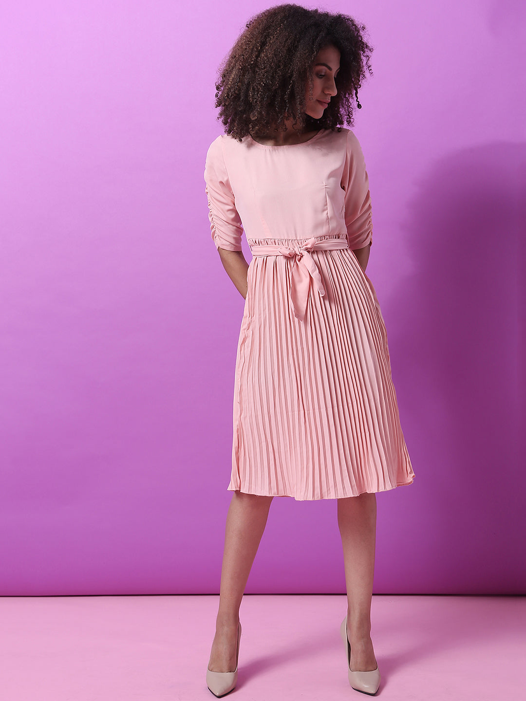 Pleated Midi Dress