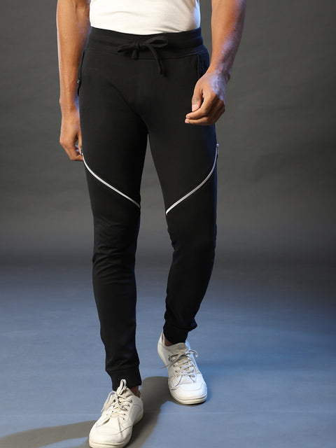 Solid Trackpants With Contrast Zipper Details