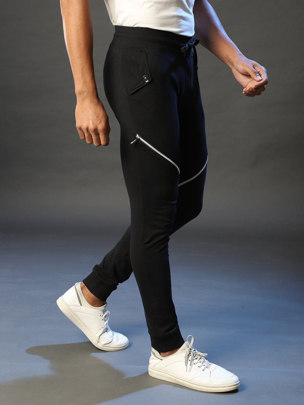 Solid Trackpants With Contrast Zipper Details