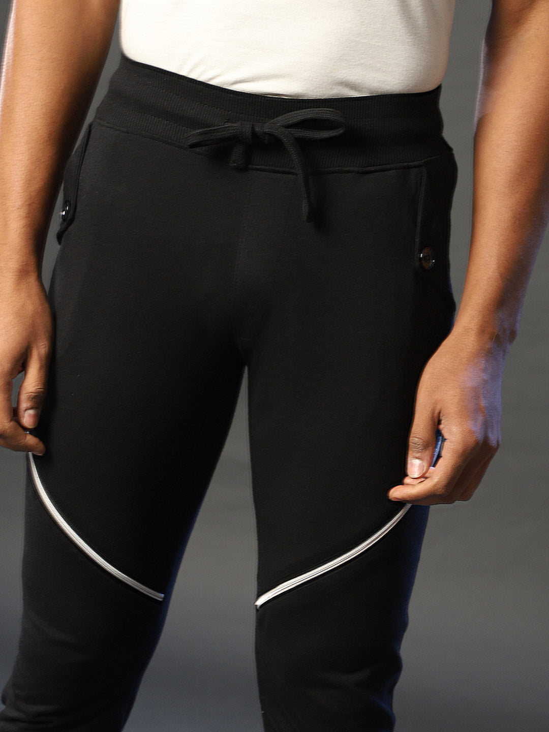 Solid Trackpants With Contrast Zipper Details
