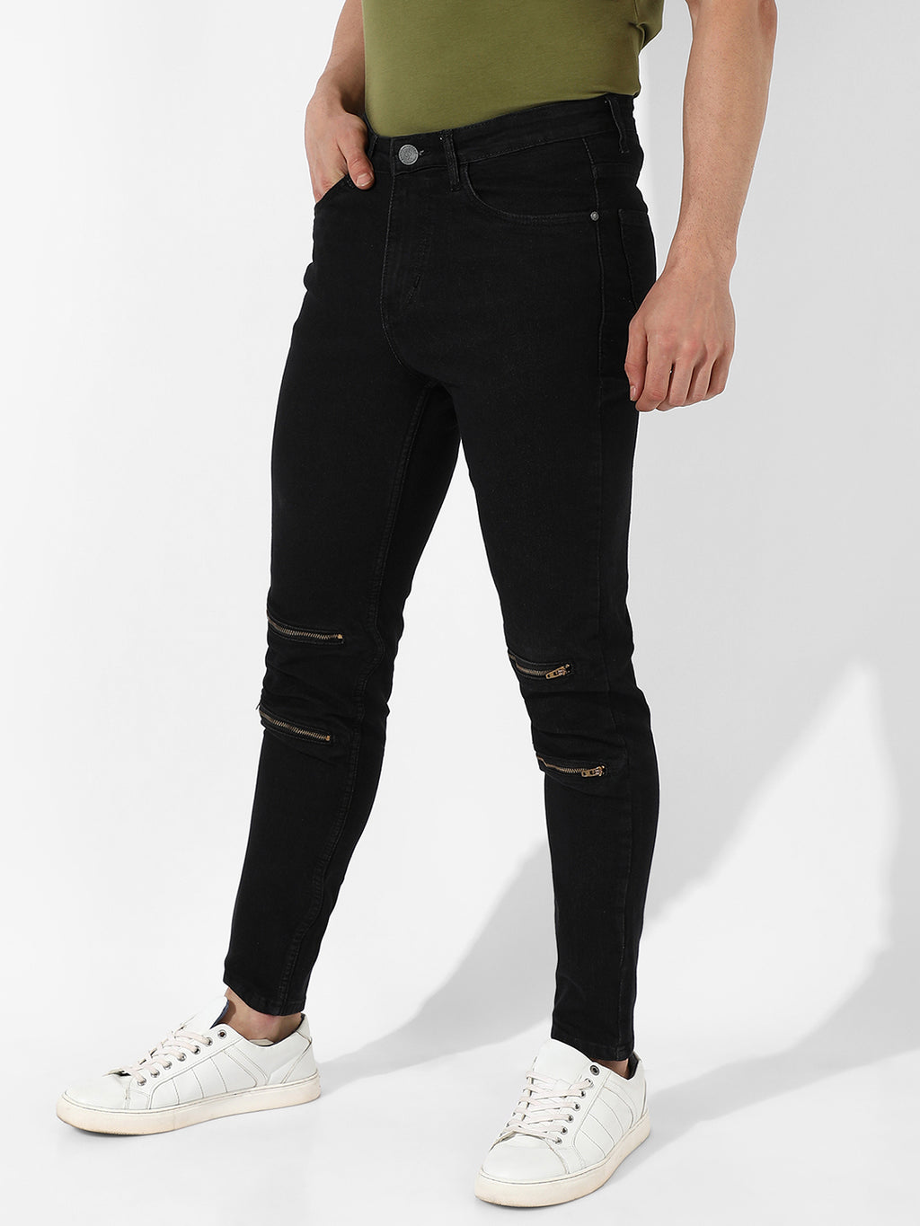 Zip Detail Denim Jeans