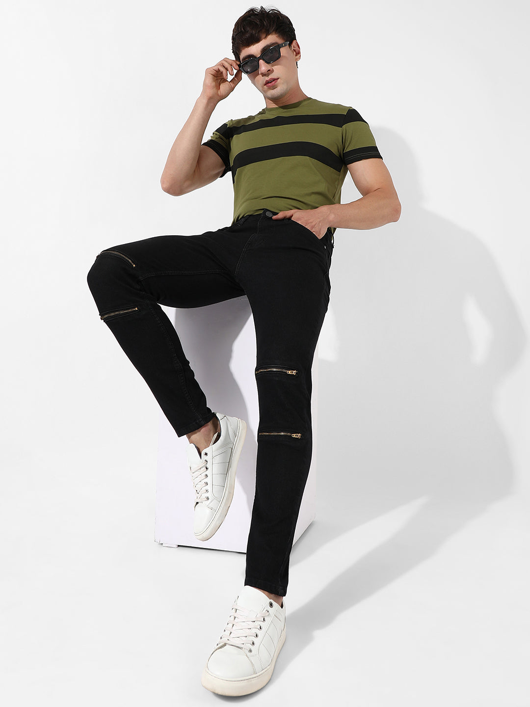 Zip Detail Denim Jeans