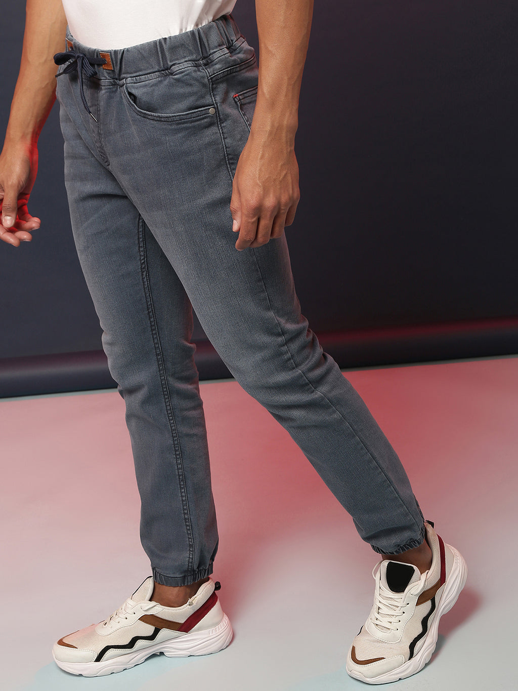 Cinched Hem Denim Jeans