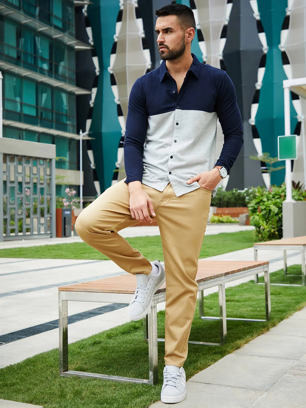 Navy Blue Shirt Gray Color Jeans Pants Matching Shirt Jeans