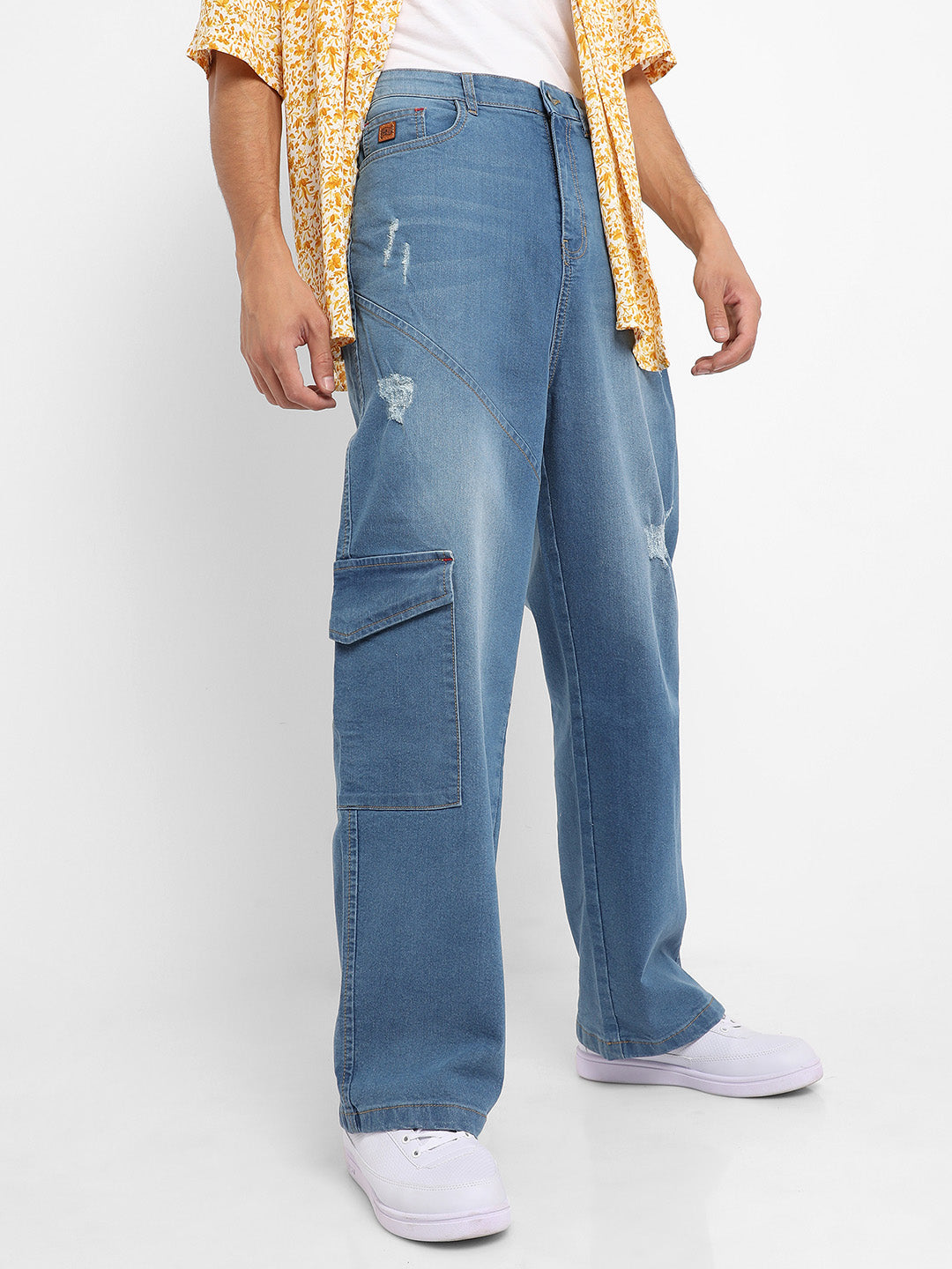 Asymmetrical Stitch Denim Jeans