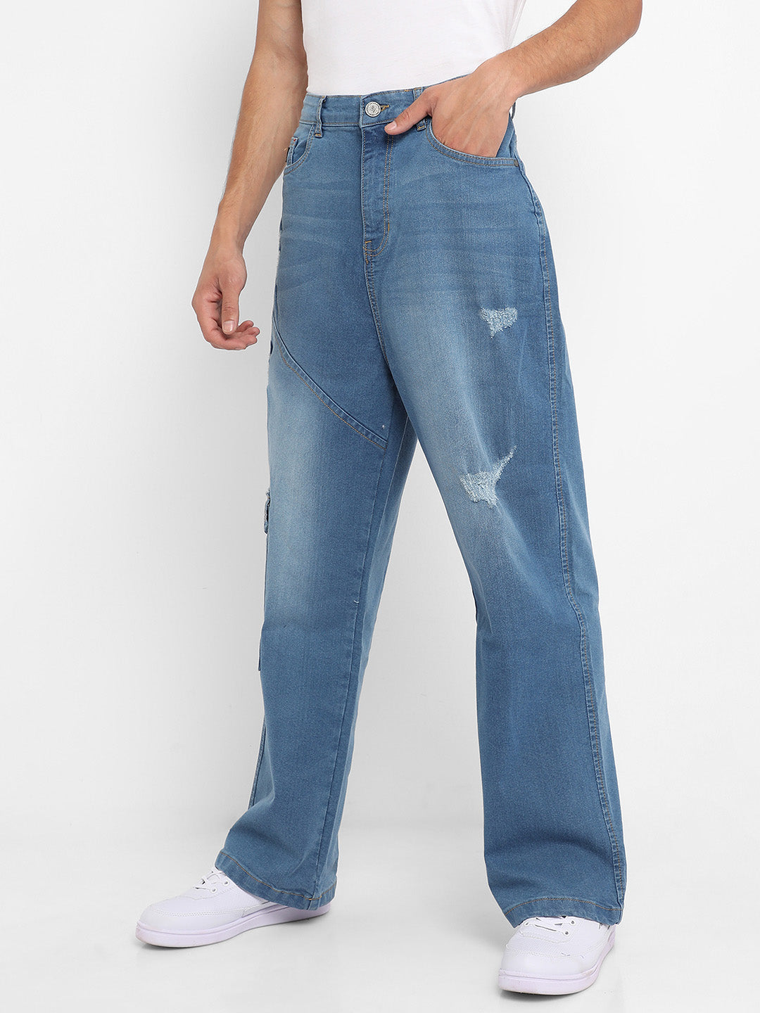 Asymmetrical Stitch Denim Jeans