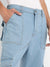 Men's Light Blue Utility Cargo Denim Jeans