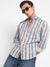Men's Multicolour Textured Barcode Striped Shirt