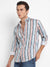 Men's Multicolour Textured Barcode Striped Shirt