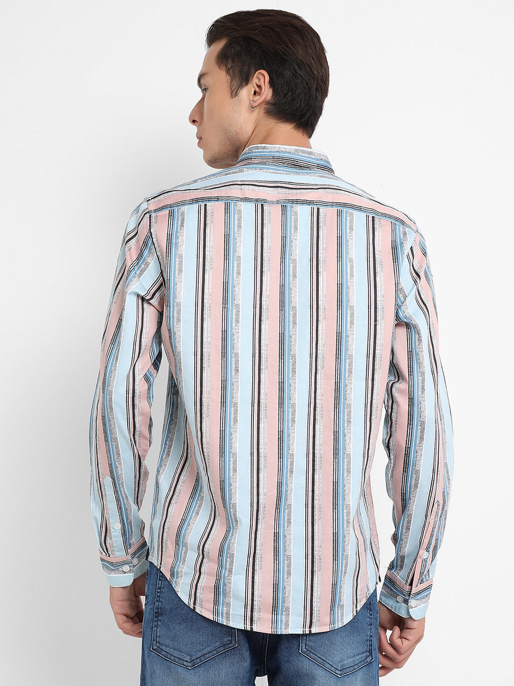 Textured Barcode Striped Shirt