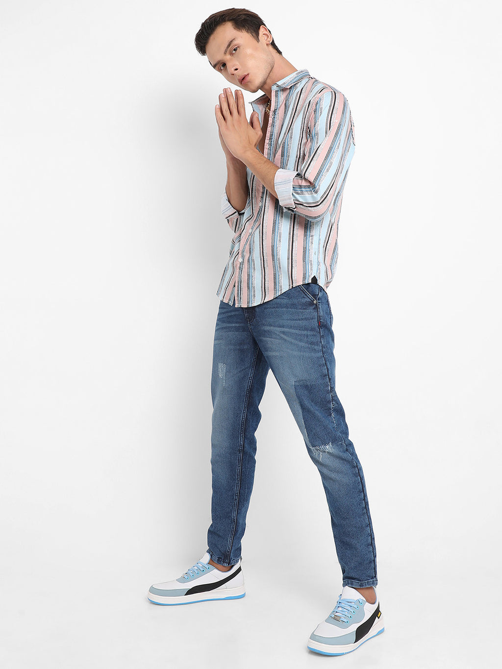 Textured Barcode Striped Shirt