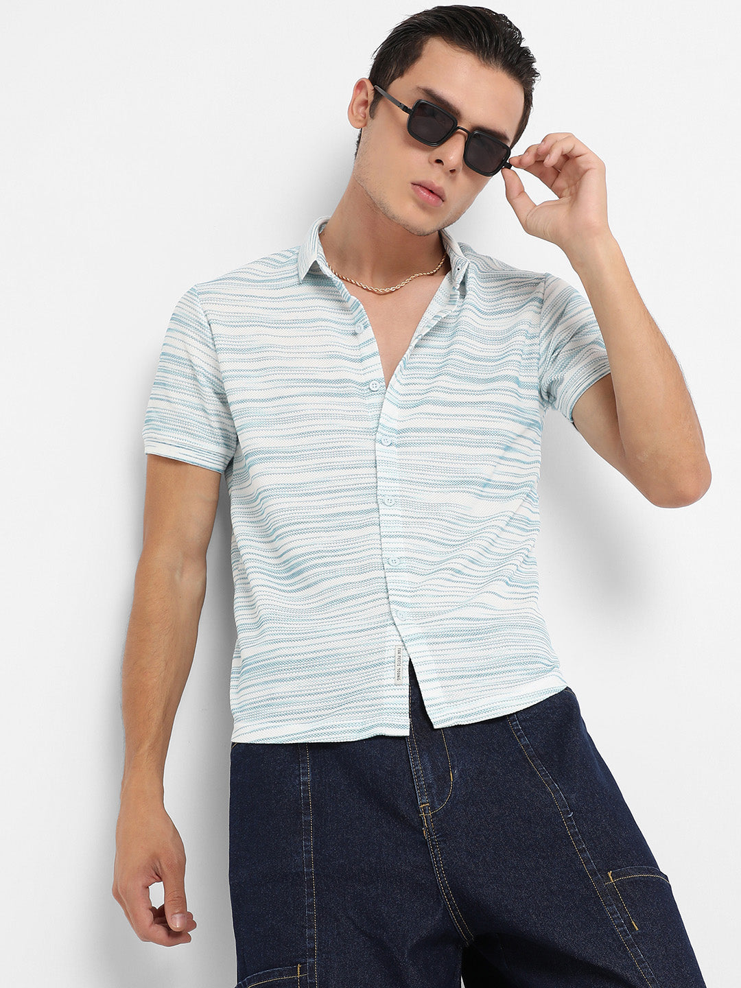 Textured Horizontal Striped Shirt