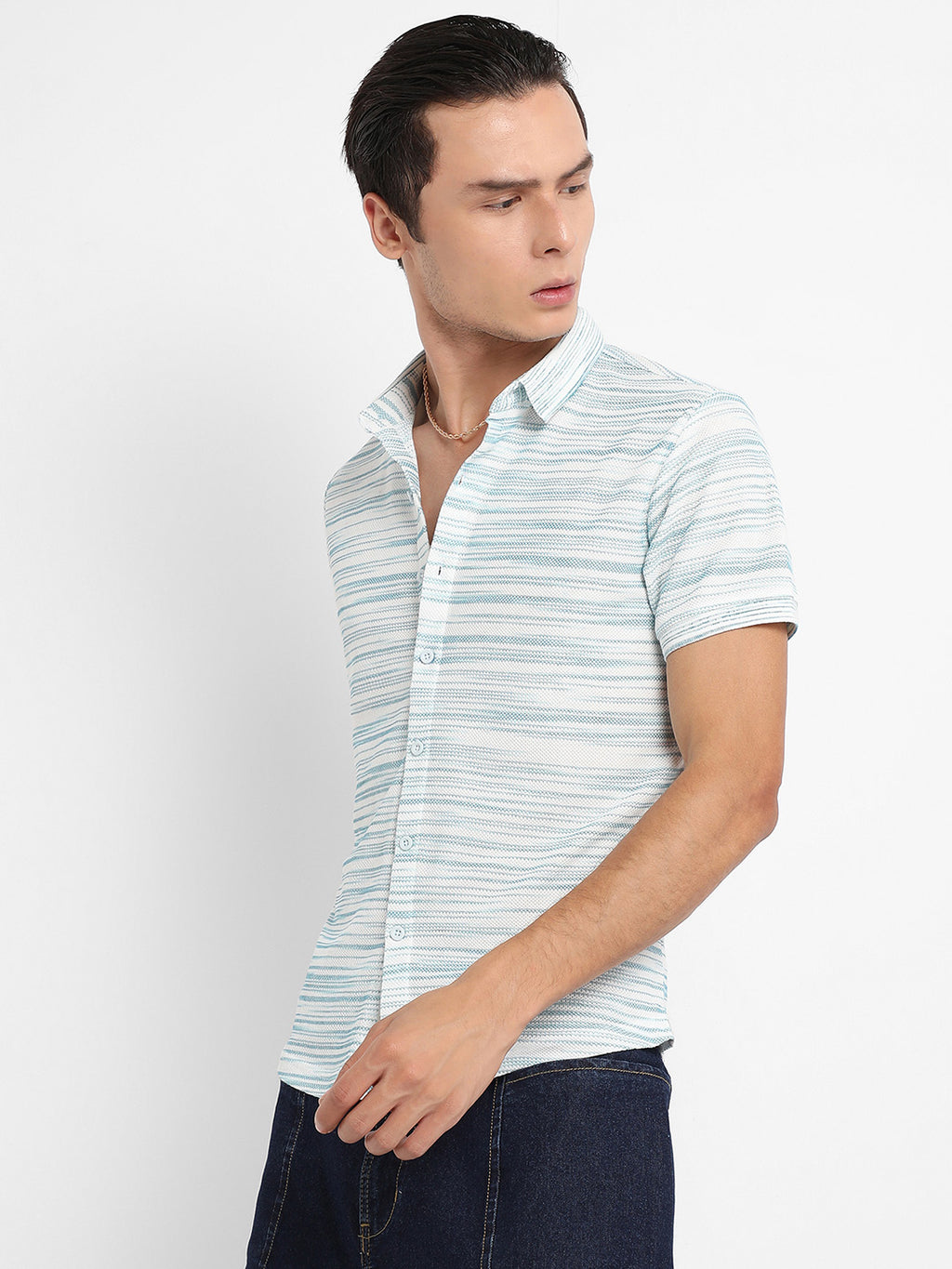 Textured Horizontal Striped Shirt