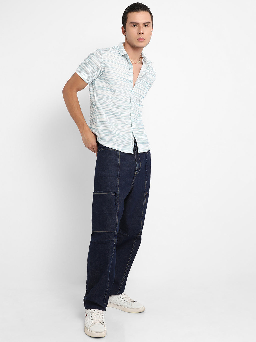 Textured Horizontal Striped Shirt