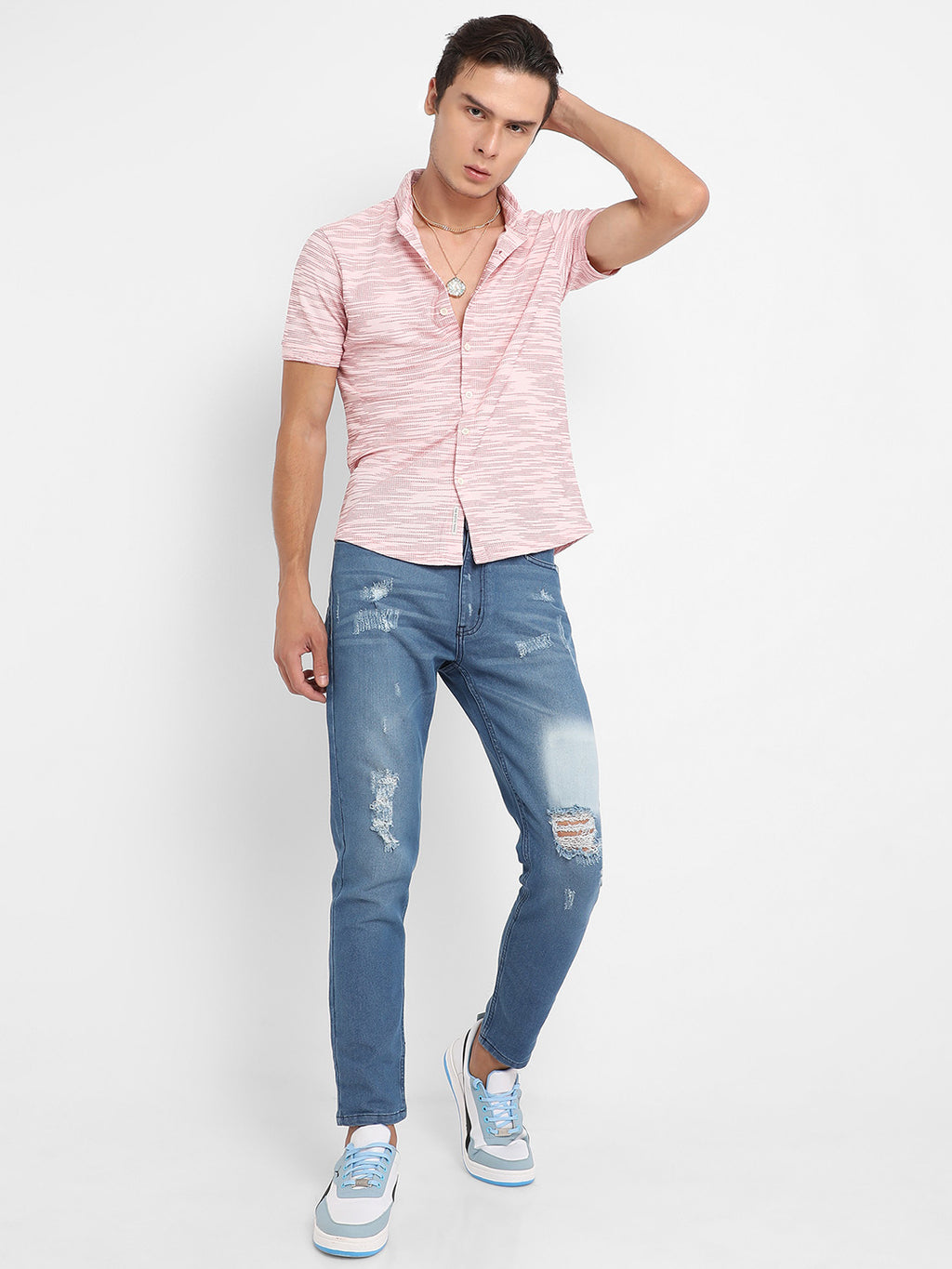 Textured Horizontal Striped Shirt