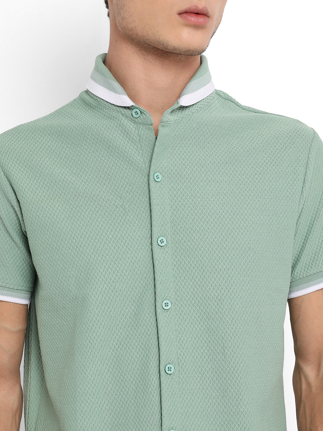Men's Sage Green Contrast Hem Shirt