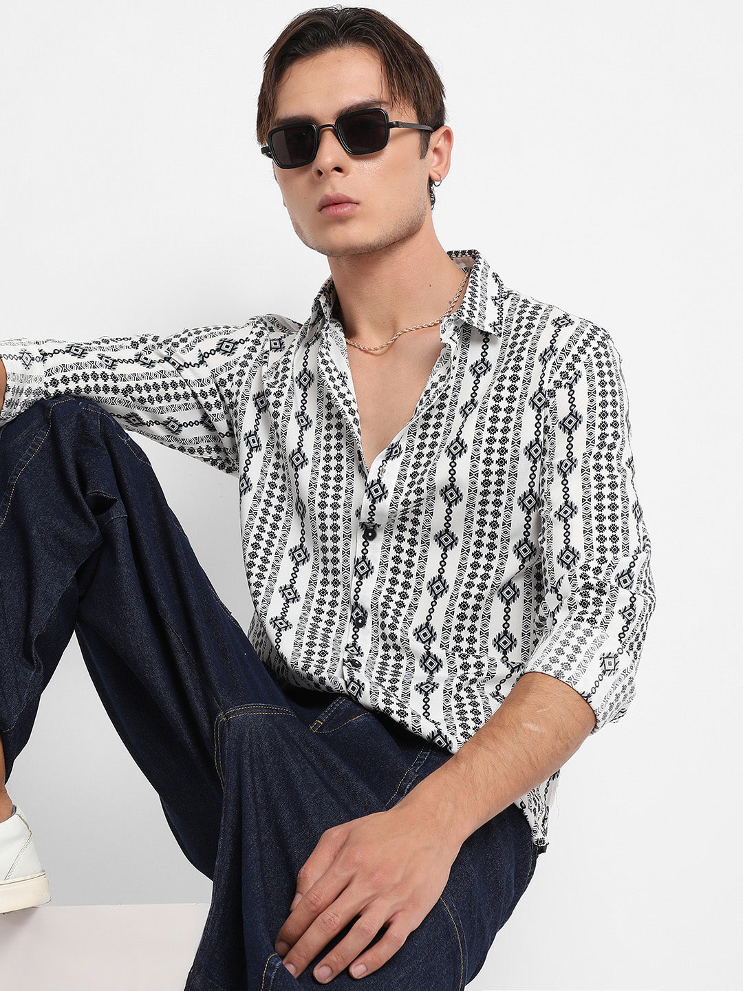 Geometric Aztec Print Shirt