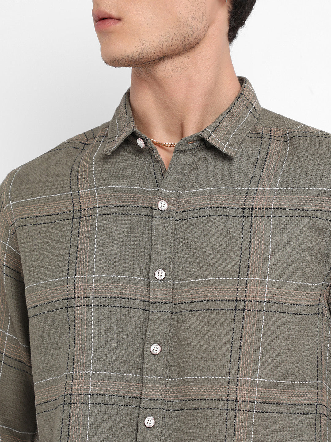 Men's Olive Green Maxi Tartan Plaid Shirt