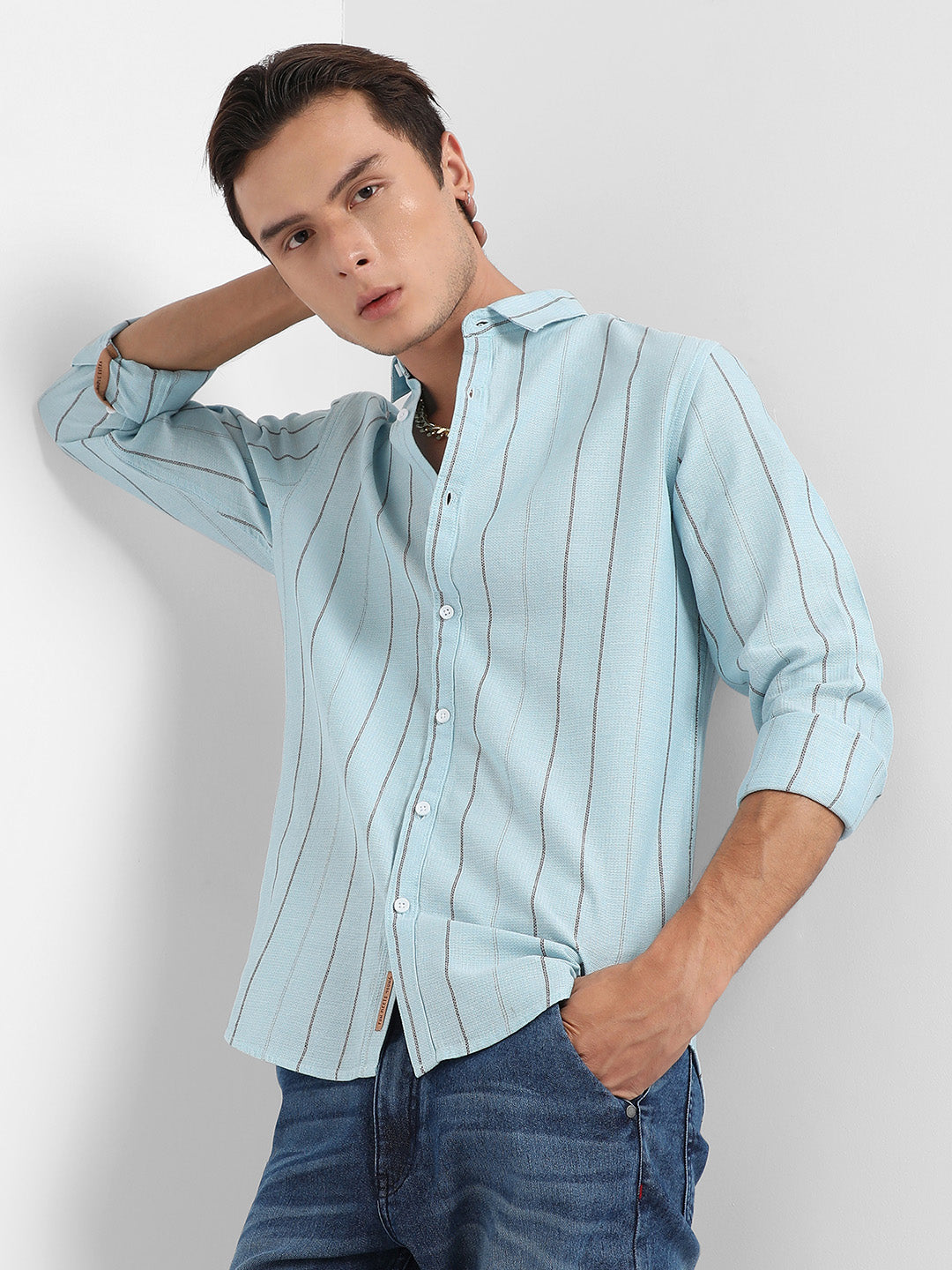 Contrast Pinstriped Shirt