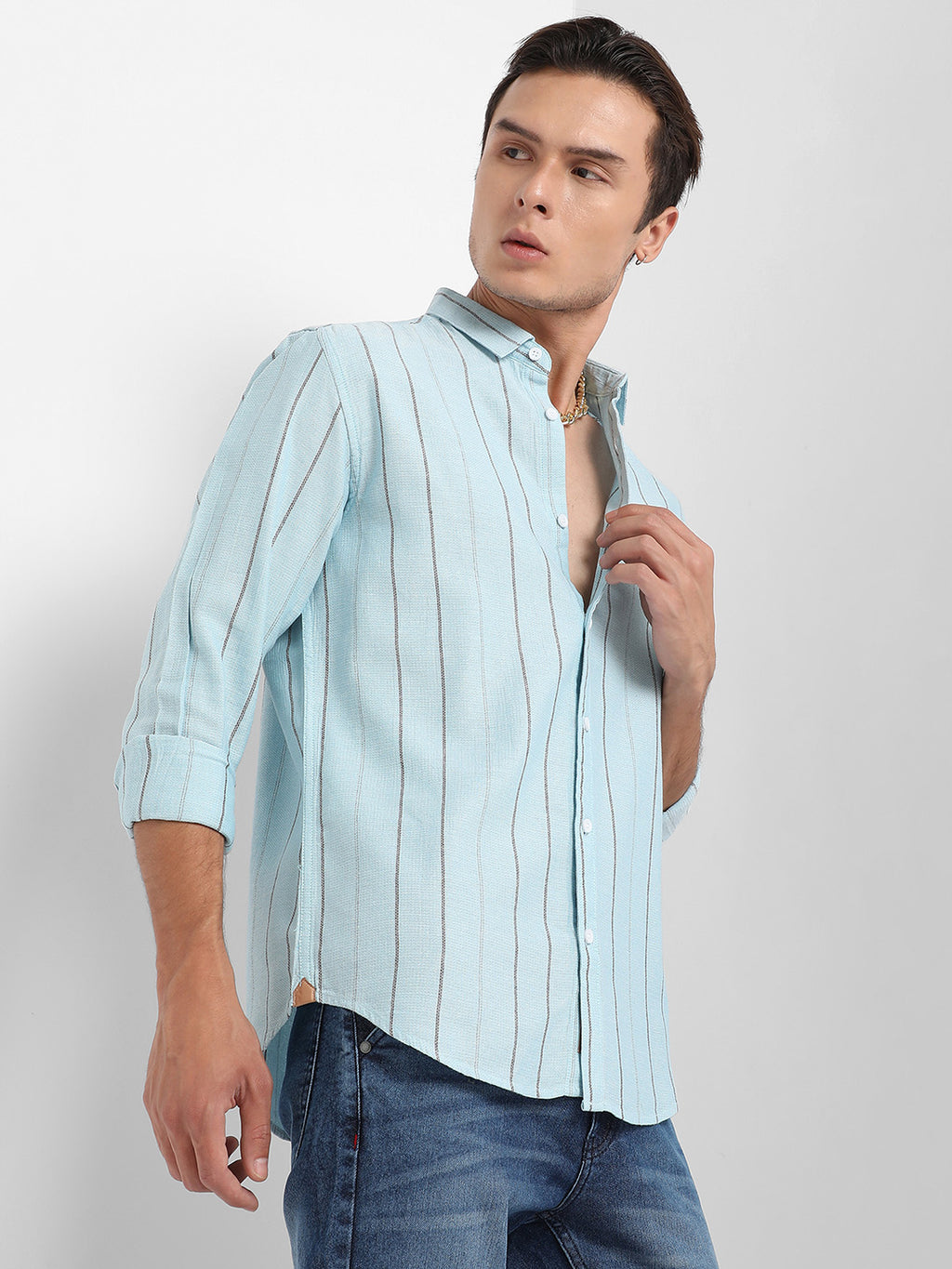 Contrast Pinstriped Shirt