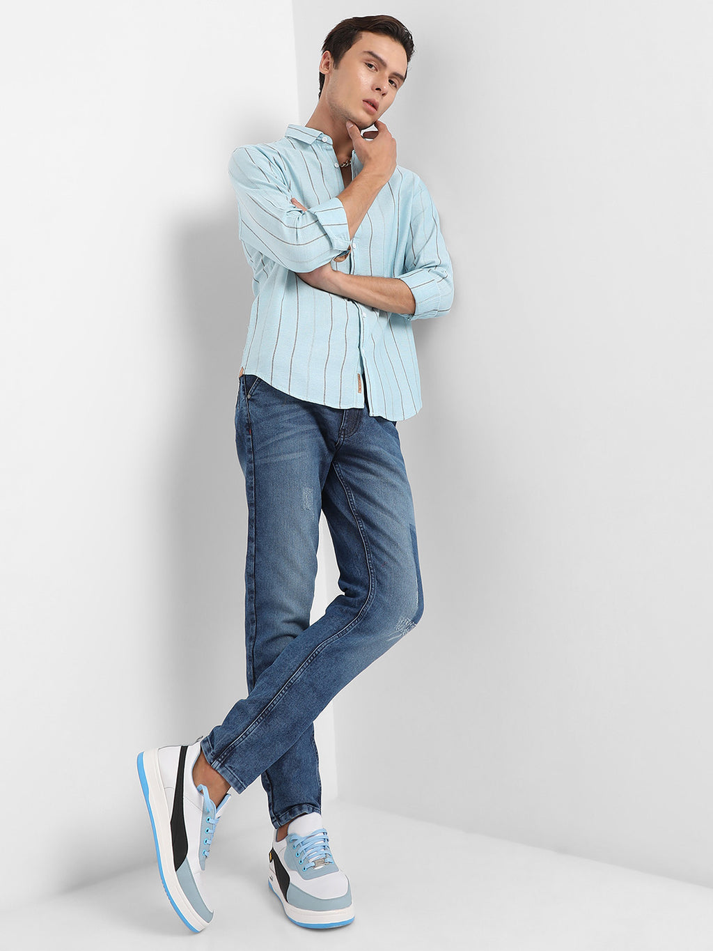 Contrast Pinstriped Shirt