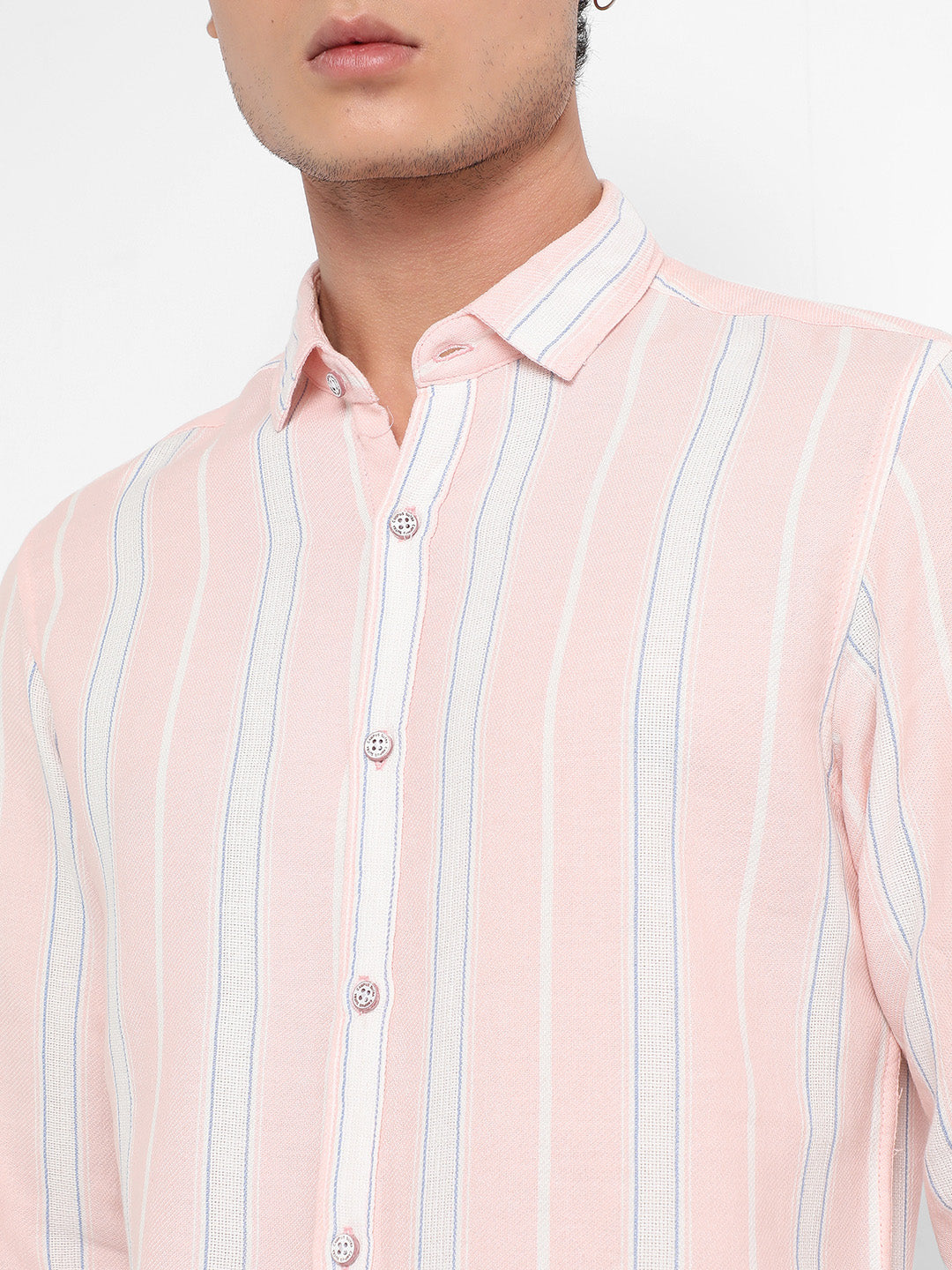 Men's Light Pink Shadow Striped Shirt