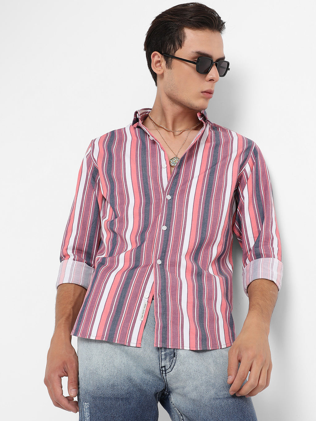 Faded Barcode Striped Shirt