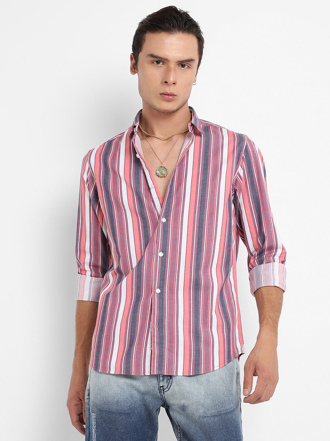 Faded Barcode Striped Shirt